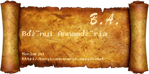 Bényi Annamária névjegykártya
